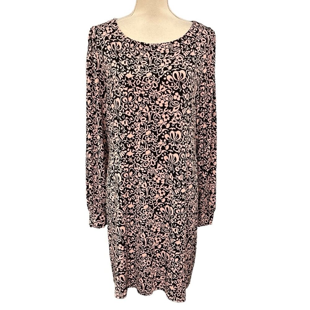 Boden Black and Light Pink Floral Midi Dress